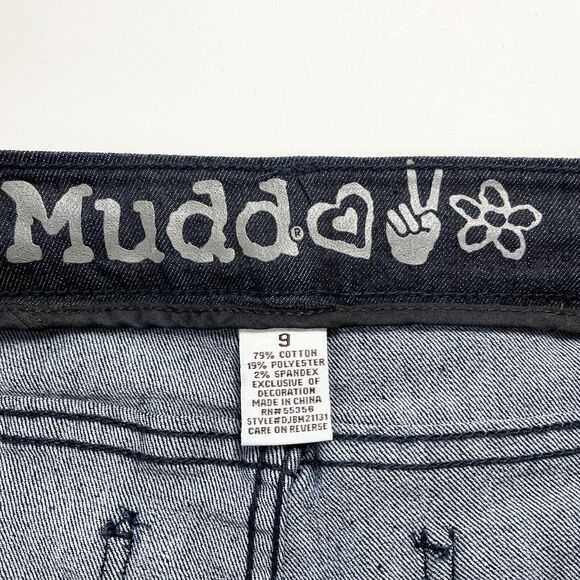 Mudd Low Rise Denim Bermuda Shorts Juniors Size 9 Dark Wash Retro Summer Y2K - Picture 6 of 8